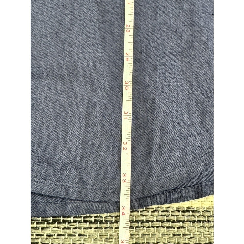 Outerknown Shirt Dress Women's XS Blue Linen Organic Cotton Crochet Long Sleeve - Picture 14 of 16